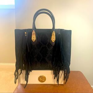 Henri Bendel A-List Satchel Black with Fringe